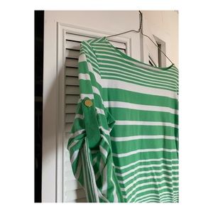 Stylish Striped Green Shirt w/ mid length Sleeves